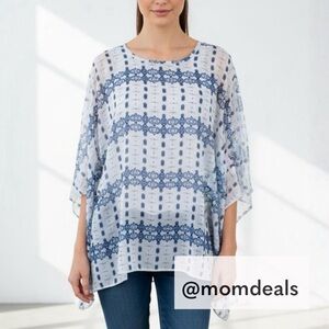 Masseys Elegant Double Top Flowy exterior fitted tank Blue & White Size S